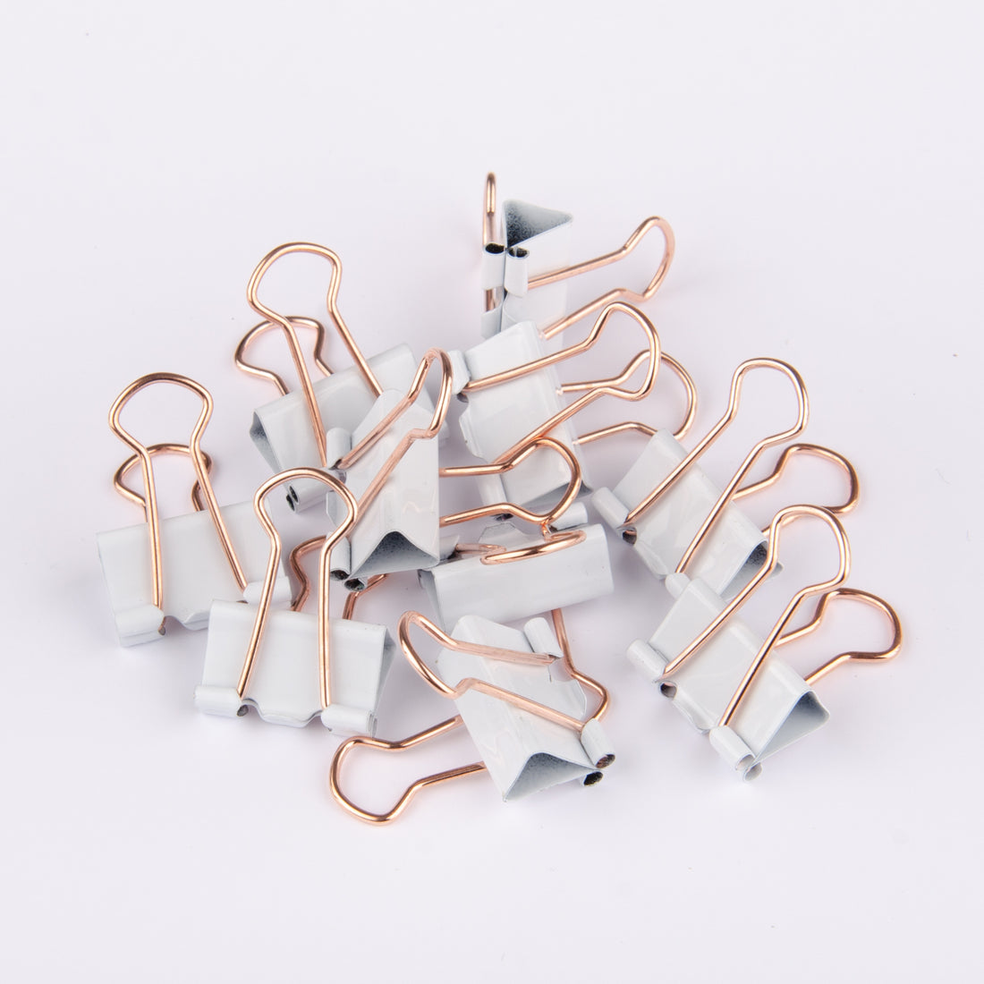 Foldback-Klammern 19mm weiß / roségold (10 Stück)