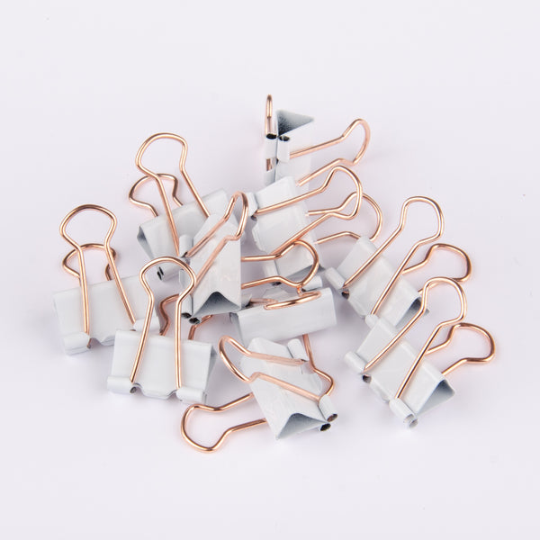 Foldback-Klammern 19mm weiß / roségold (10 Stück)