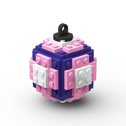 Weihnachtsbaumkugel aus LEGO® lila/rosa/weiss 1